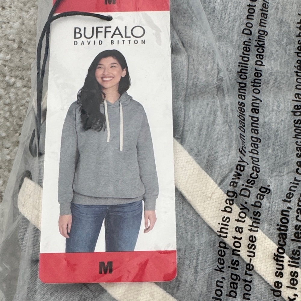 Buffalo David Bitton Women’s Heather Gray Hooded Pullover, Medium, NWT